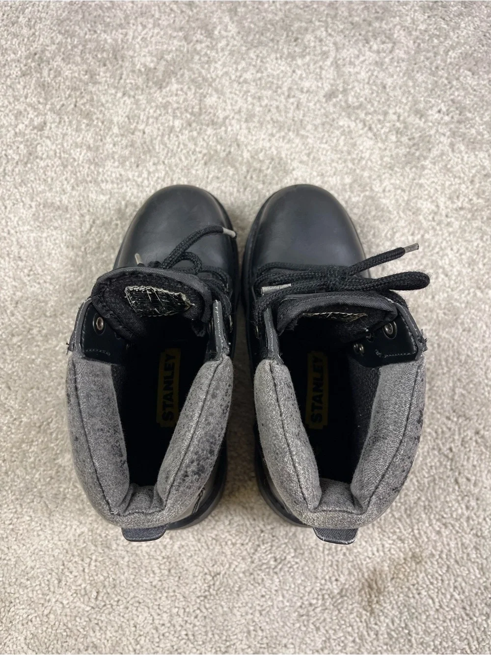 Stanley Steel Toe Work Boots Ankle Size 4.5 Oil Resistant Working Man Black